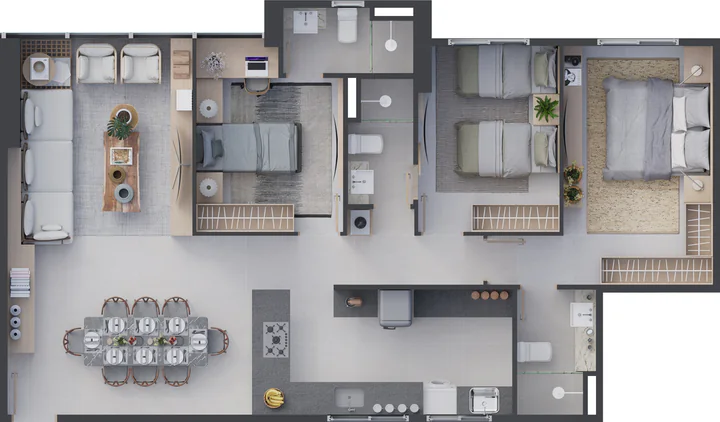 Planta Castor Tipo C, 93,50 m²
