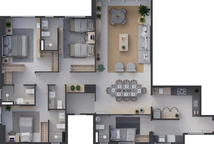 Planta Pólux Tipo A, 130,22 m²