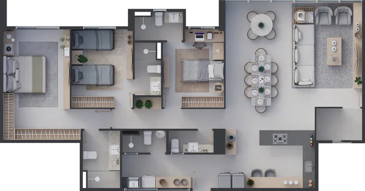 Planta Pólux Tipo B, 128,53 m²