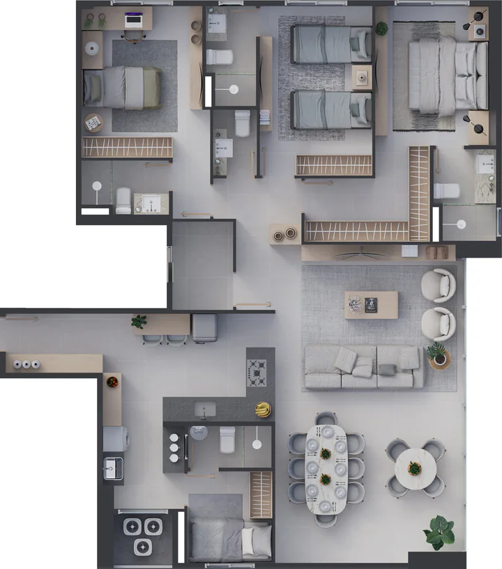 Planta Pólux Tipo C, 133,60 m²