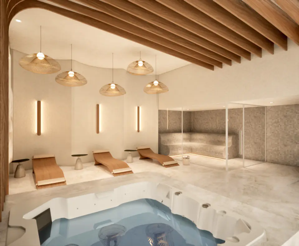 Espaço relax com sauna e hidromassagem